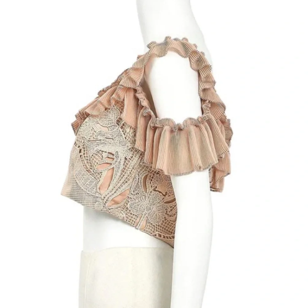 ALICE MCCALL Signed Sealed Lace Ruffle Cold Shoulder Crop Top - Picture 10 of 16